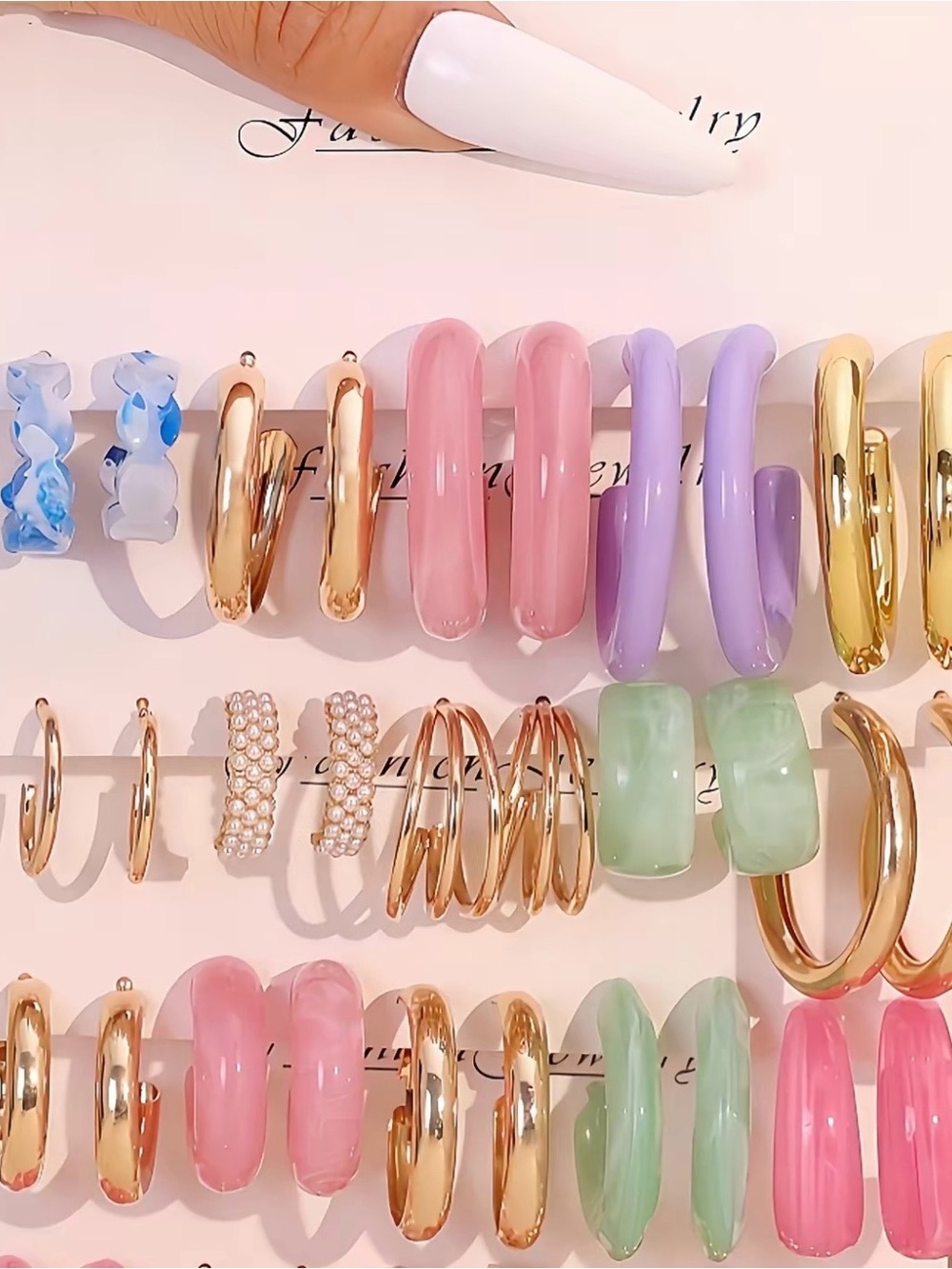 Pastel Multi-Color Hoop Earring Set - Women Jewelry Hair Accessories
